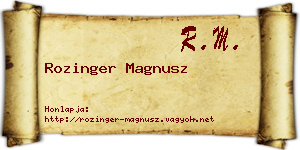 Rozinger Magnusz névjegykártya